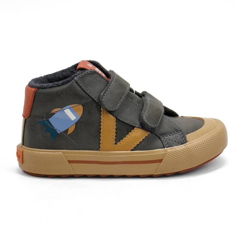 NEW VICTORIA kids' tribu faux leather straps and space print sneakers in antraci